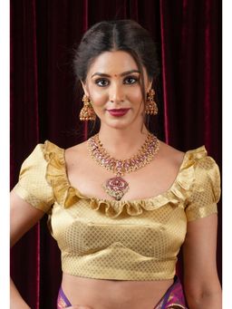 Shobitam - Womens Silk Geometric Gold Stitched Blouse