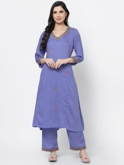 DART STUDIO - Viscose Modal Fabric Embroidered Kurta Blue
