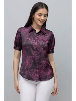 PURYS - Women Multi-Color Satin Floral Shirt