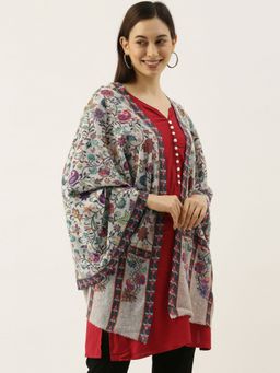 Pashmoda - Women White Pure Wool Kalamkari Stole