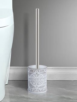 OBSESSIONS - Freestanding Polyresin Toiletbrush with Holder, Dark Grey & White