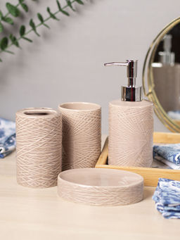 Voncasa - Ceramic Bathroom Set Of 4 - Geometric Finish, Matte