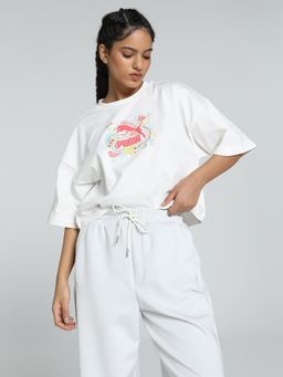 Puma - Ess Oversized Graphic Womens White T-Shirt