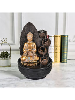 HomeTown - Impression Polyresin Praying Buddha Fountain 27X40Cm In Gold Colour