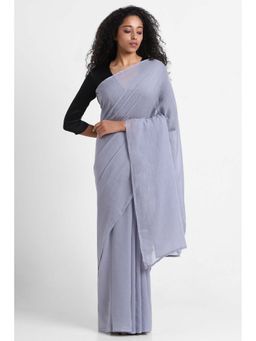 Via East - Grey Mul Cotton Rooh Saree with Unstitched Blouse