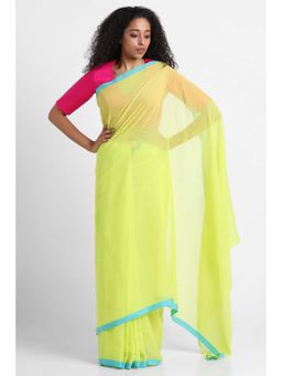 Via East - Pear Green Mul Cotton Rooh Saree with Unstitched Blouse
