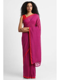 Via East - Pink Mul Cotton Rooh Saree with Unstitched Blouse