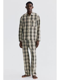 H&M - Men Green Poplin Pyjama Shirt And Bottoms