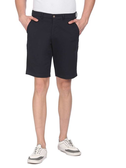 Buy POLO Men Navy Blue Slim Fit Mid Rise Shorts Online