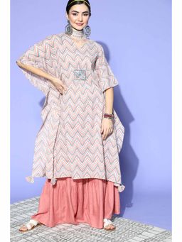 Stylum - Womens Stripes Printed Cotton Kaftan Kurta
