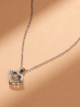 Palmonas - 925 Sterling Silver Love Locked Heart Cz 925 Sterling Silver Necklace