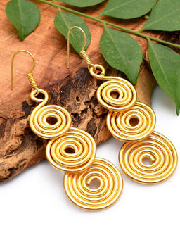 Silvermerc Designs - Ethnic Gold Long Earring For Women