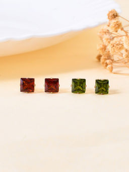 Silvermerc Designs - Combo of American Diamond Small Stud Earring (Pack of 2)