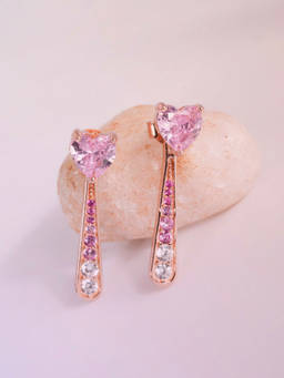 Palmonas - 925 Sterling Silver Tear Of Rose 925 Rose Gold Drop Earrings