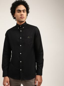 GANT - Men Black Solid Regular Fit Shirt
