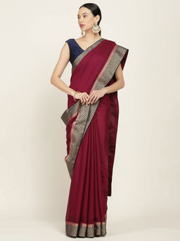 Soch - Solid Chiffon Saree with Unstitched Blouse