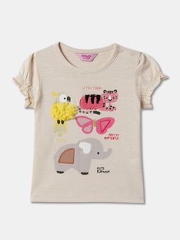 R&B - Cotton Ivory Round Neck Girls Top