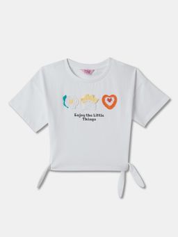 R&B - Cotton Ivory Girls Round Neck Top