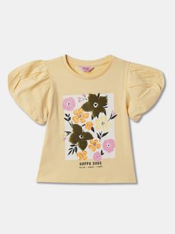 R&B - Cotton Mustard Round Neck Girls Top