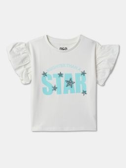 R&B - Cotton Girls White Round Neck Top