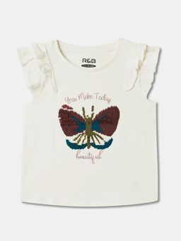 R&B - Cotton Ivory Round Neck Girls Top