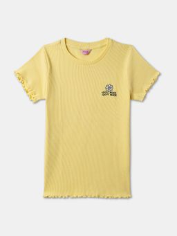 R&B - Cotton Yellow Round Neck Girls Top