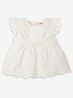 R&B - Cotton White Round Neck Girls Top