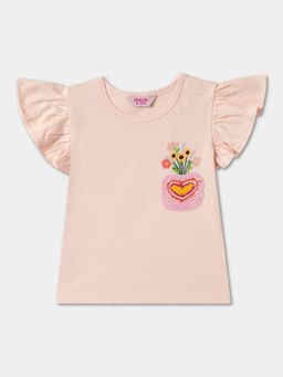 R&B - Cotton Pink Girls Round Neck Top