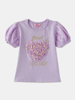 R&B - Cotton Purple Round Neck Girls Top