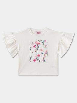 R&B - Cotton Girls Ivory Round Neck T-shirt