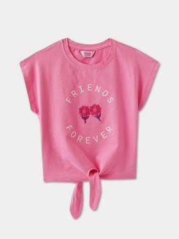 R&B - Cotton Pink Round Neck Girls Top