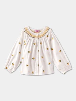 R&B - Cotton Ivory Round Neck Girls Top