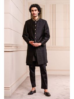 TASVA - Black Woven Sherwani and Pant