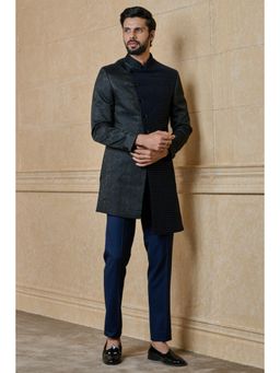 TASVA - Navy Blue Embellished Sherwani and Pant