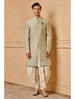 TASVA - Green Woven Sherwani and Dhoti