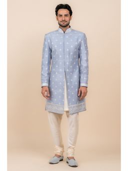 TASVA - Blue Woven Sherwani and Churidar