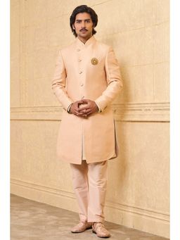 TASVA - Peach Woven Sherwani and Dhoti