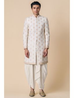 TASVA - Ivory Woven Sherwani and Dhoti