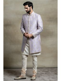 TASVA - Purple Woven Sherwani and Churidar
