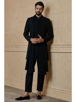 TASVA - Black Solid Sherwani with Kurta and Pant