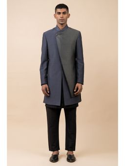 TASVA - Grey Self Design Sherwani and Pant