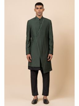 TASVA - Green Solid Sherwani and Pant