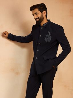 Vastramay - Navy Blue Embroidered Jodhpuri