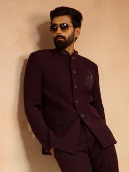 Vastramay - Wine Embroidered Jodhpuri