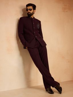 Vastramay - Wine Embroidered Jodhpuri and Pant
