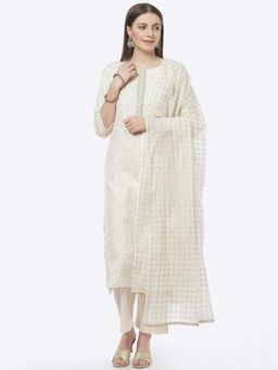 Biba - Off White Cotton Unstitched Suit Set (Set of 3)
