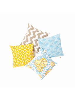 The Hive - Cotton Cushion Covers Set of 4 Pieces Multi-Color (16x16 Inches)