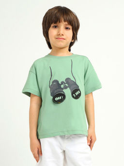 Somersault - Green Binoculars Printed Cotton T-Shirt