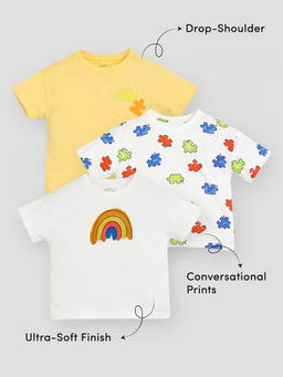 Somersault - Multi-Color Play & Printed Cotton T-Shirts (Pack of 3)