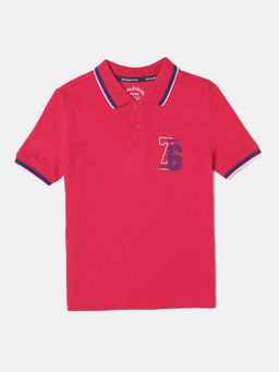 Jockey Juniors - AB24 Boys Super Combed Cotton Rich Graphic Printed Polo T-Shirt - Team Red